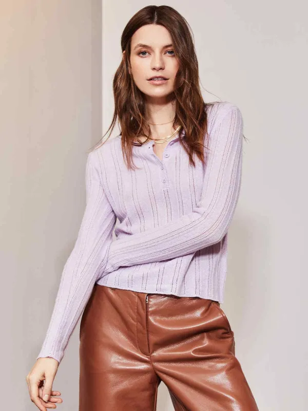 Cashmere Pointelle Henley Pullover sold by 525 America