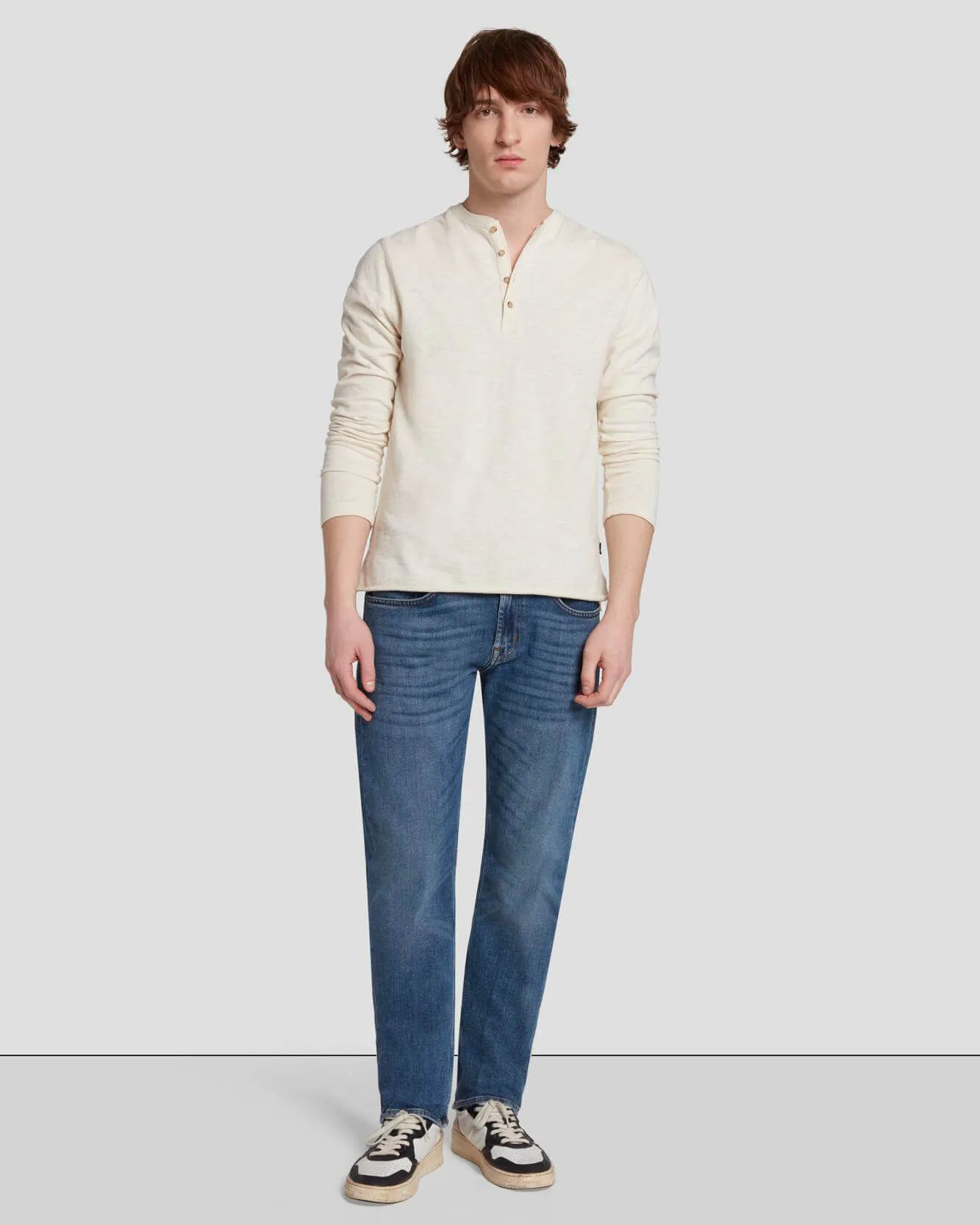 Long Sleeve Henley in Dover White sold by 7 For All Mankind product image thumbnail 3