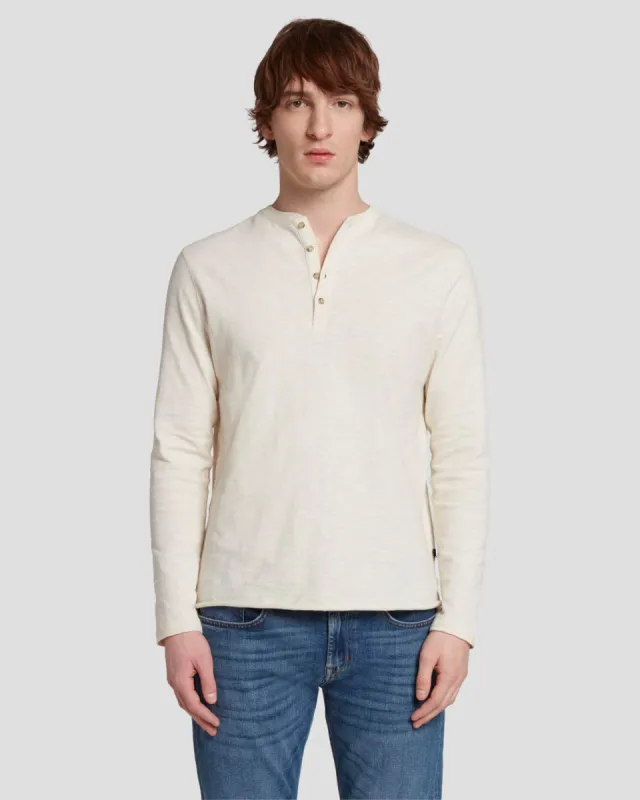 Long Sleeve Henley in Dover White sold by 7 For All Mankind