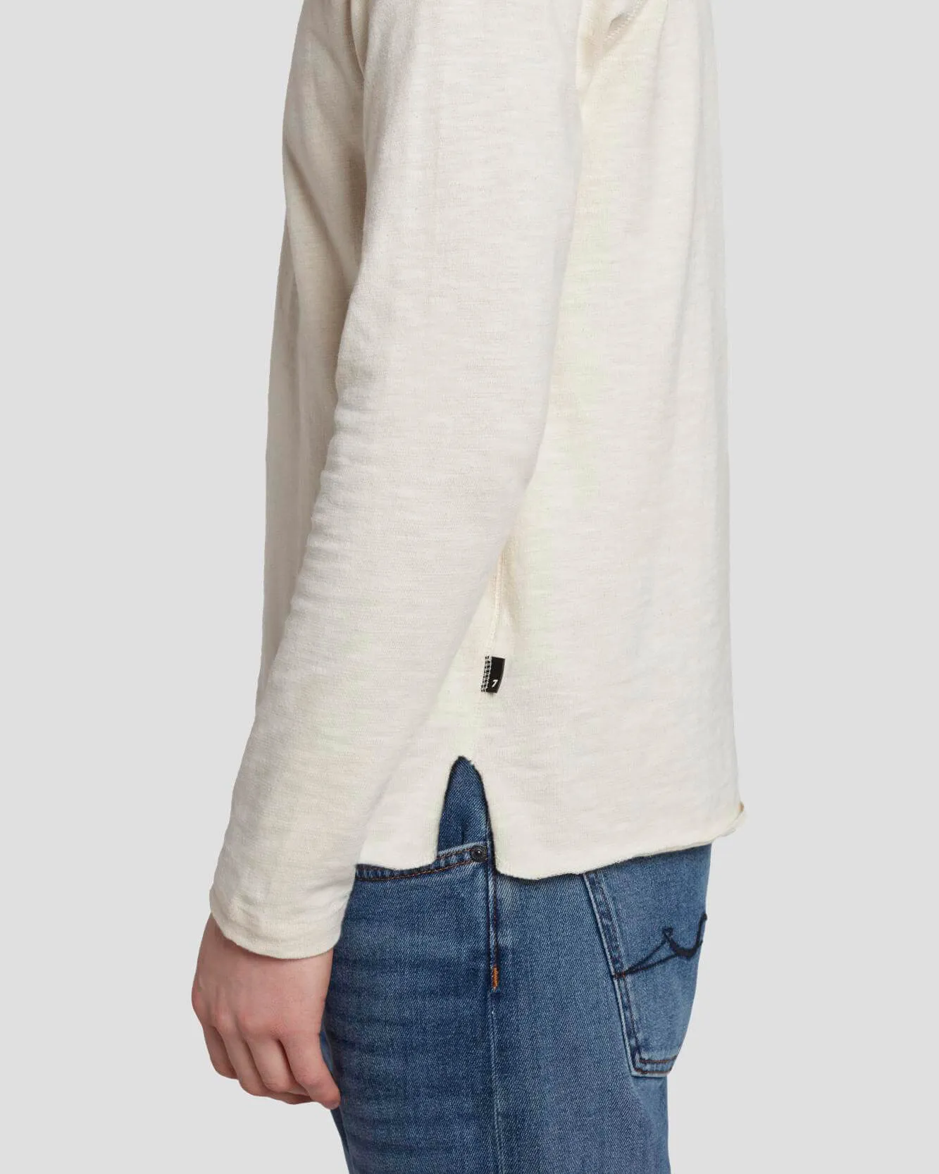 Long Sleeve Henley in Dover White sold by 7 For All Mankind product image thumbnail 5