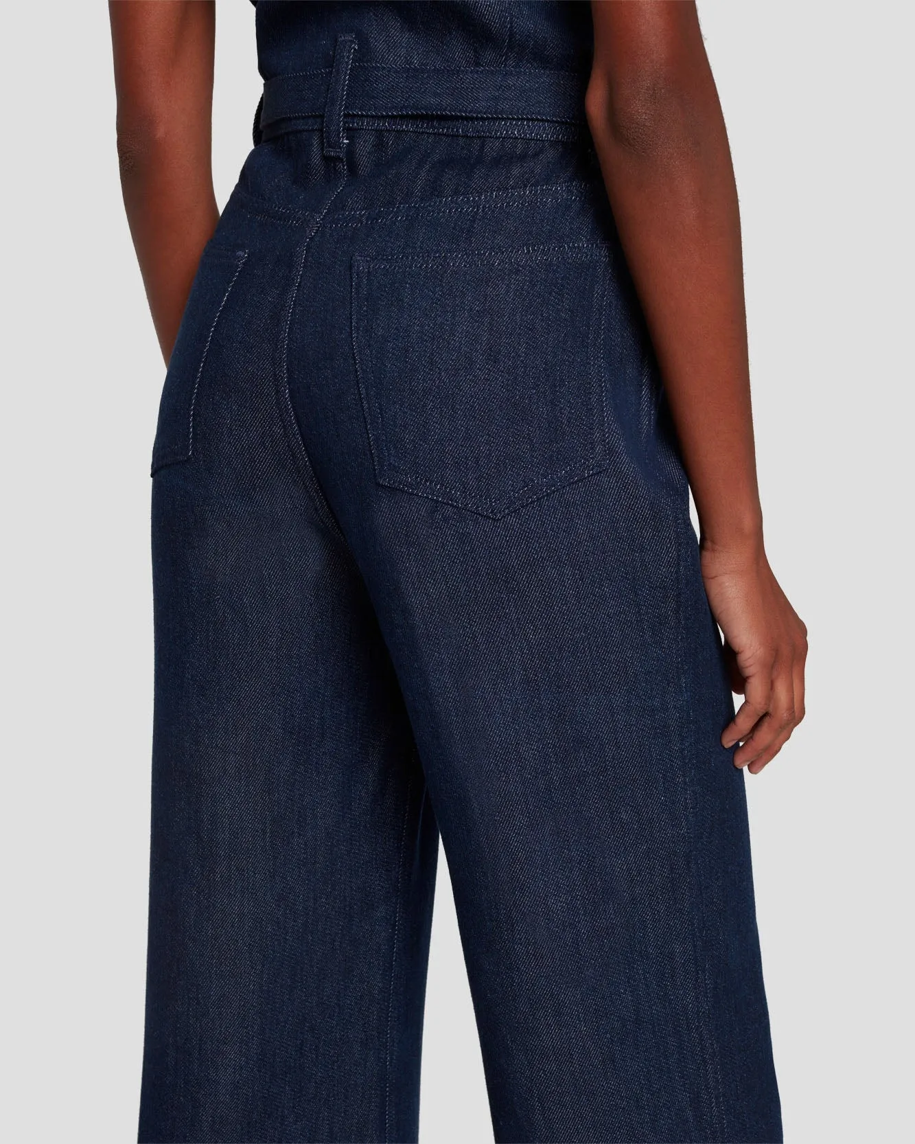 Denim Lustre Tailored Wide Leg Jumpsuit in Dark Rinse sold by 7 For All Mankind product image thumbnail 5