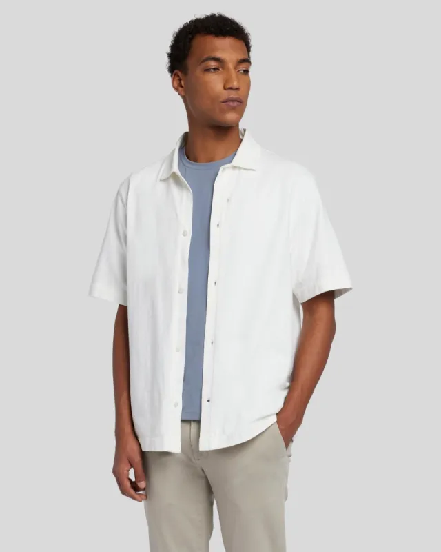 Button Down Mineral Dye Polo in Snow sold by 7 For All Mankind
