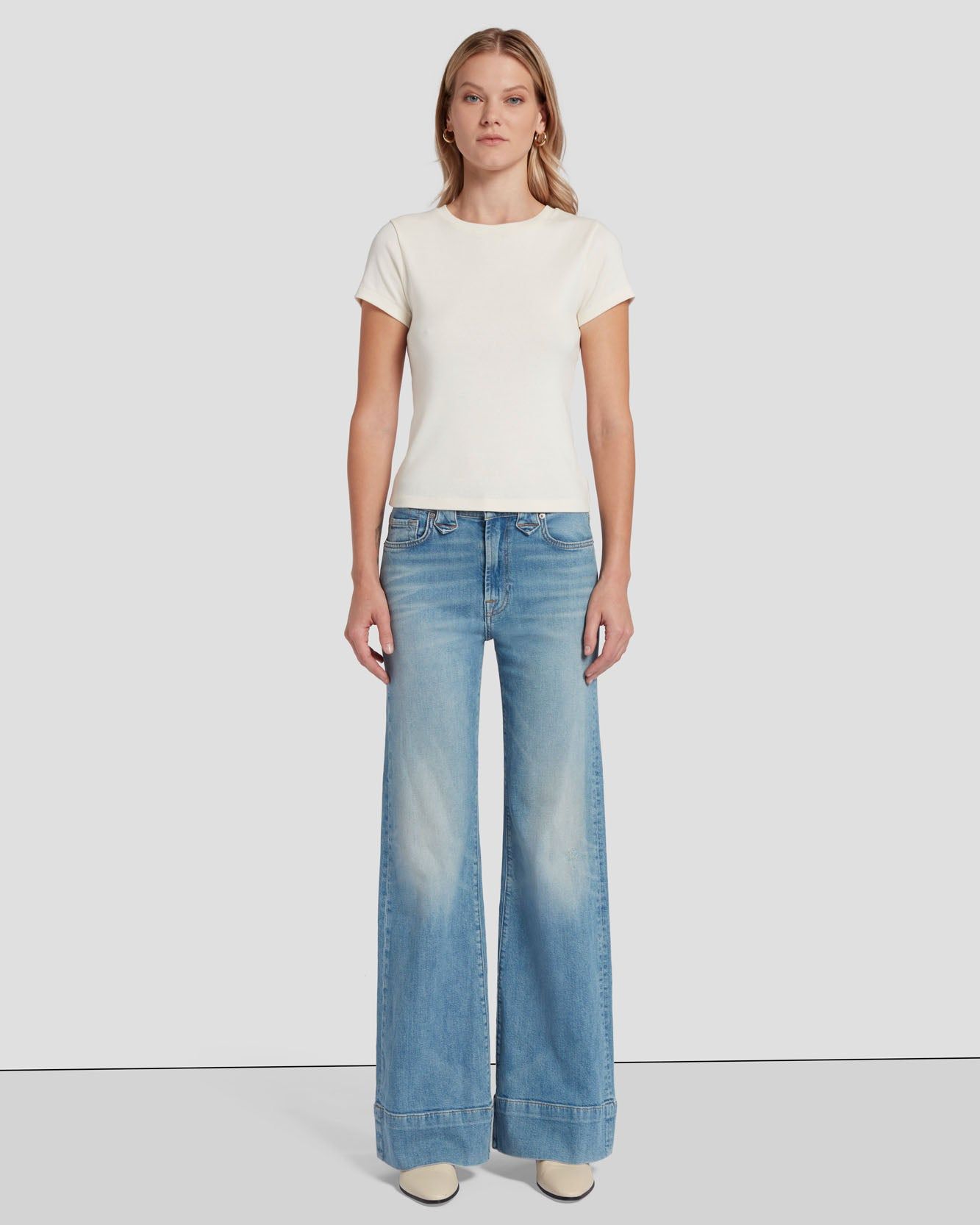 90s Baby Tee in White sold by 7 For All Mankind product image thumbnail 3