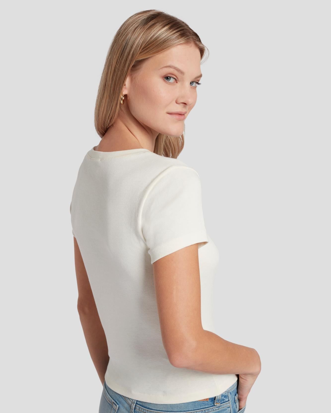 90s Baby Tee in White sold by 7 For All Mankind product image thumbnail 4