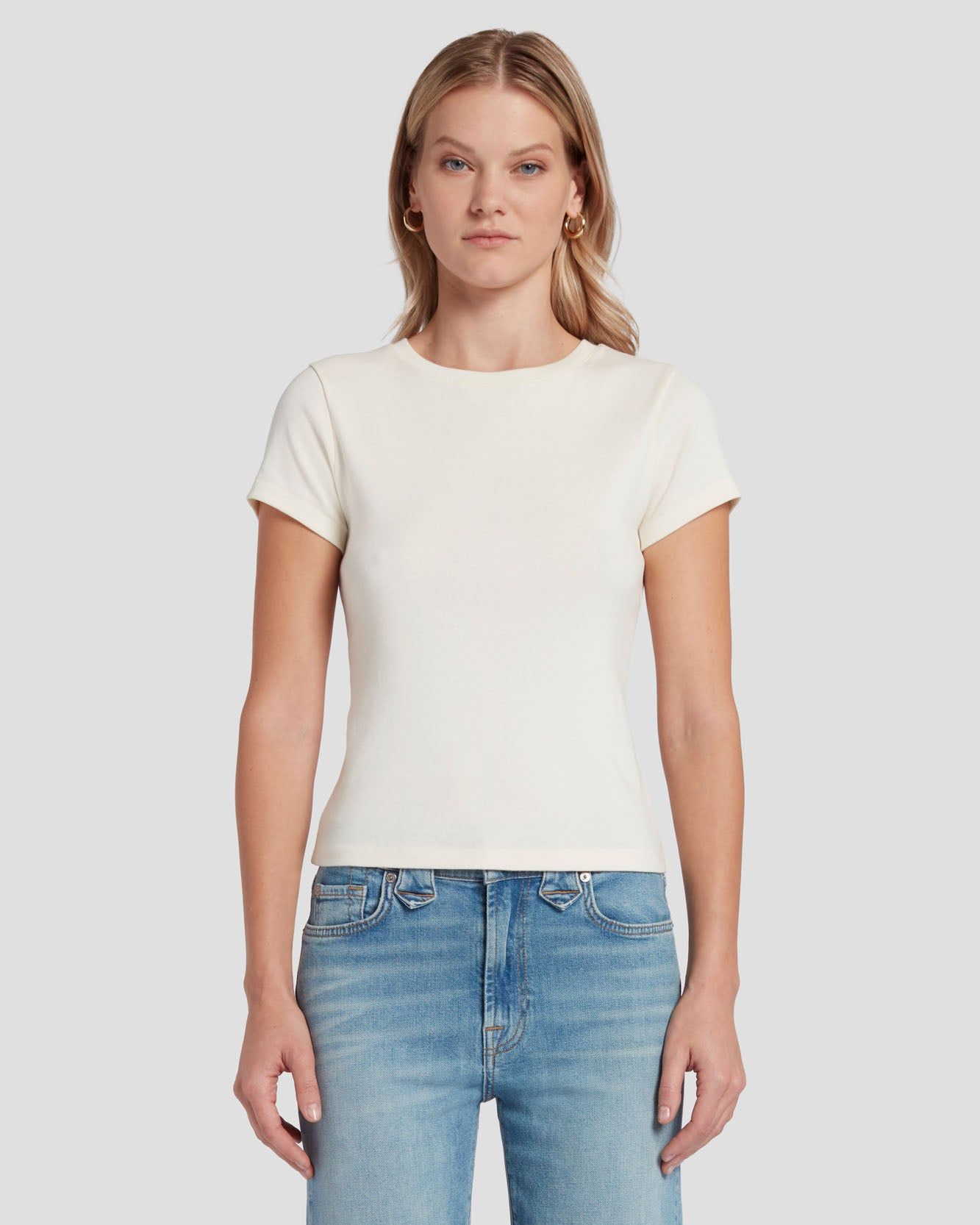 90s Baby Tee in White sold by 7 For All Mankind