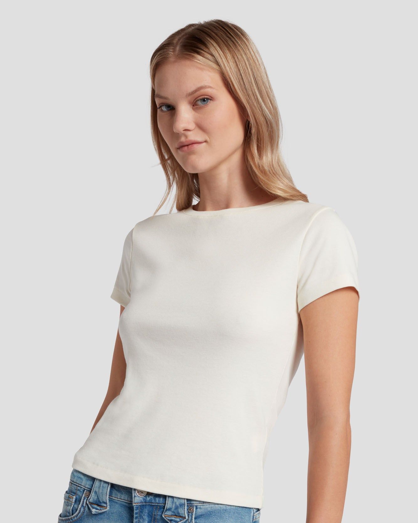 90s Baby Tee in White sold by 7 For All Mankind product image thumbnail 2