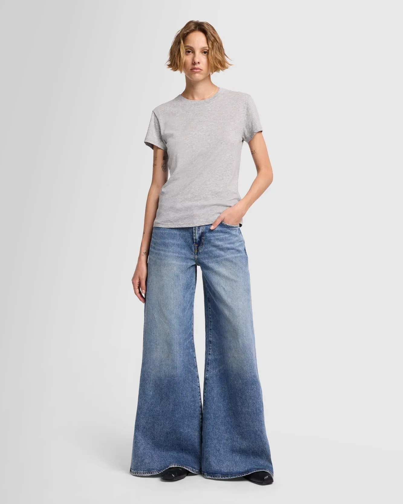 Basic Tee in Heather Grey sold by 7 For All Mankind product image thumbnail 2