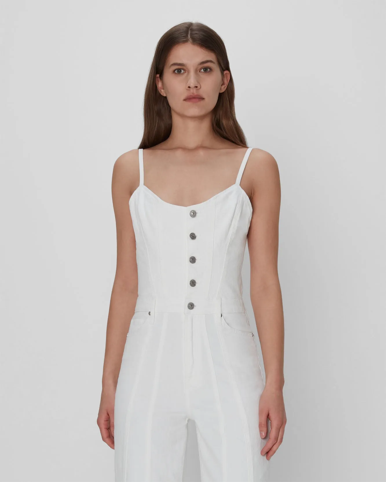 Bustier Jumpsuit In White sold by 7 For All Mankind product image thumbnail 2