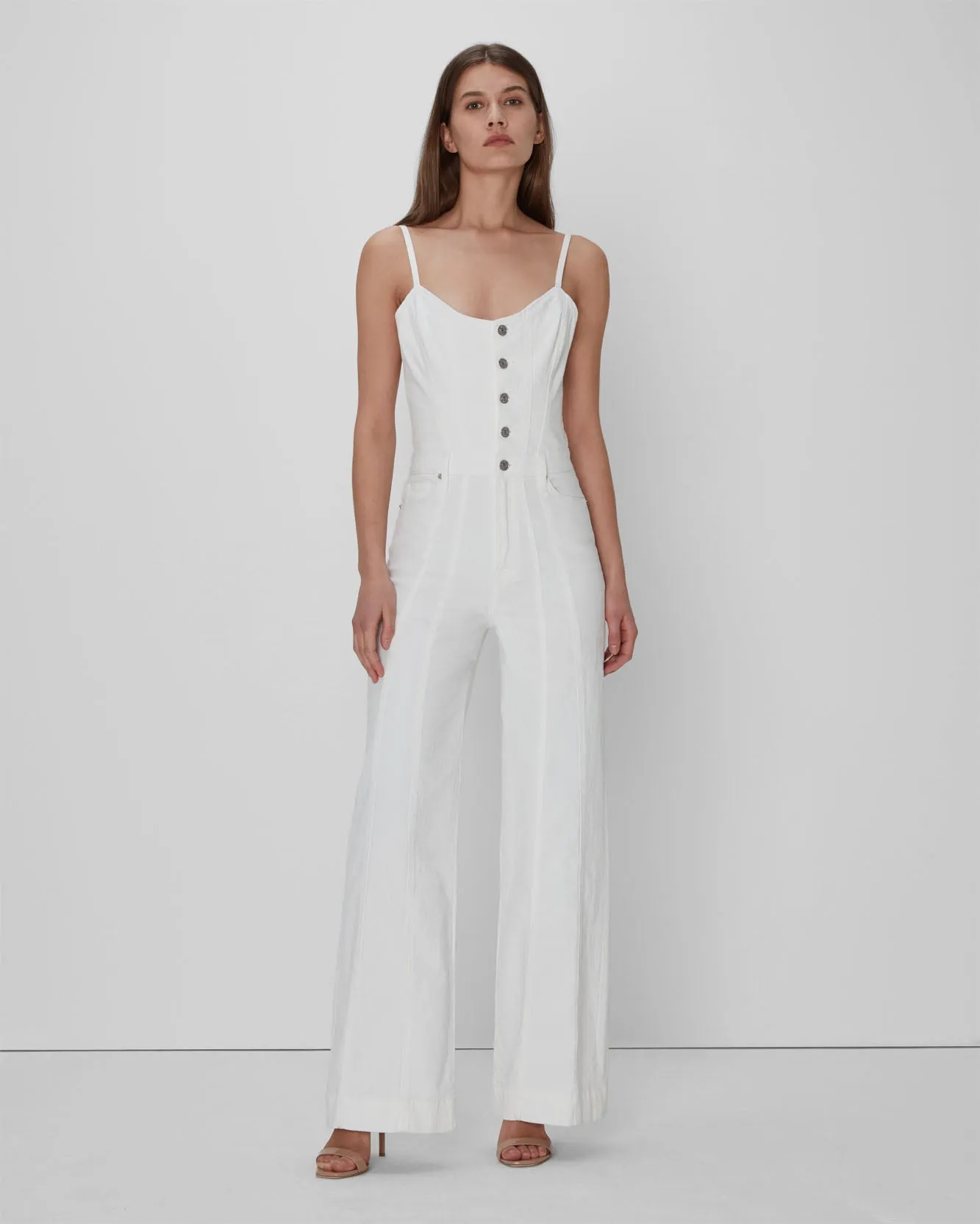 Bustier Jumpsuit In White sold by 7 For All Mankind product image thumbnail 5