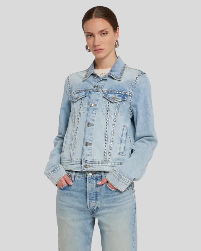 Studded Trucker Jacket in Pricila sold by 7 For All Mankind