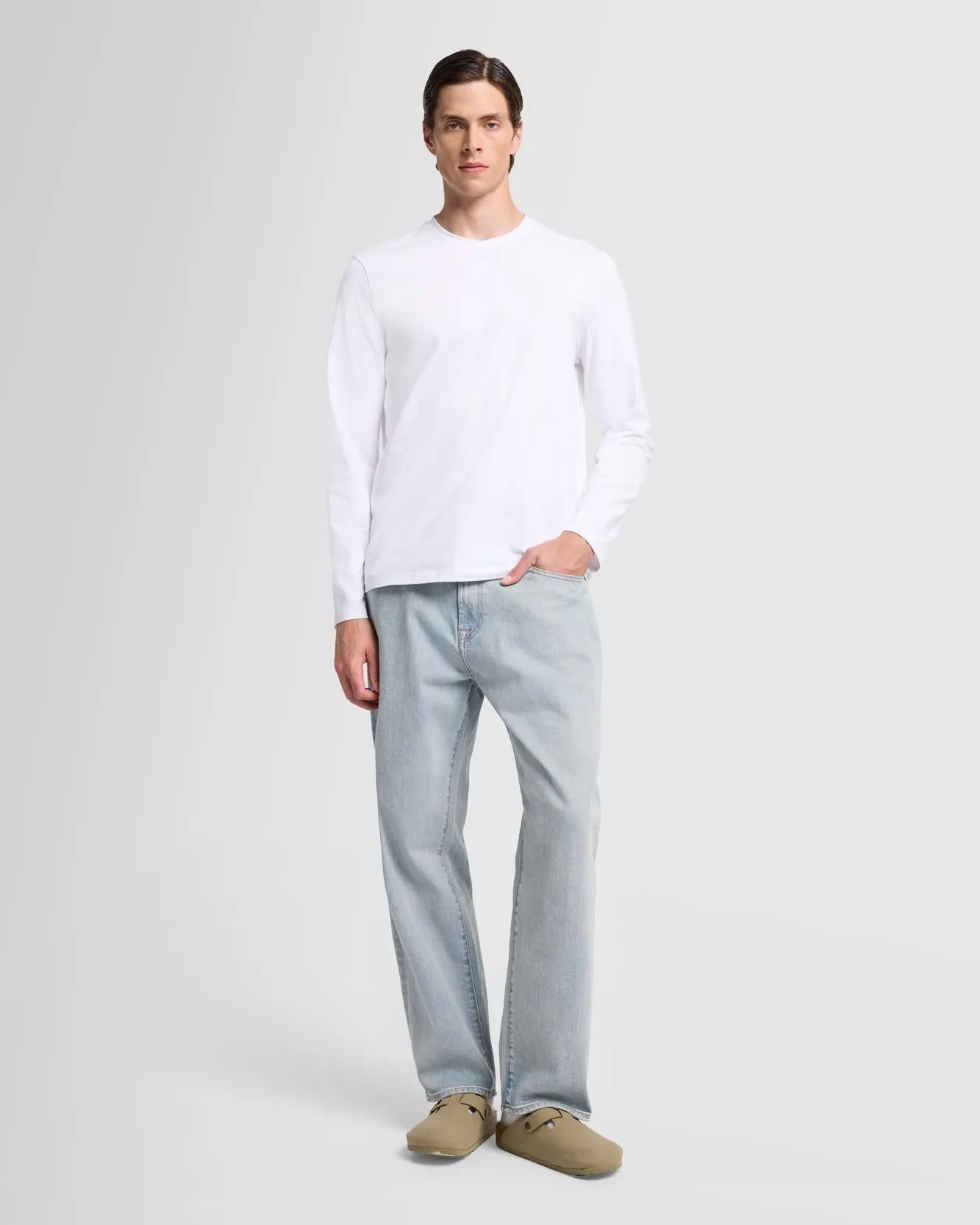 Luxe Performance Long Sleeve Tee in White sold by 7 For All Mankind product image thumbnail 2