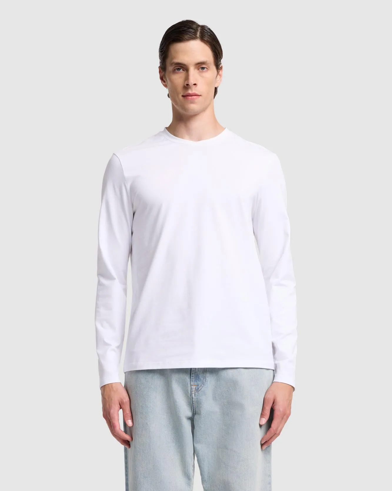 Luxe Performance Long Sleeve Tee in White sold by 7 For All Mankind