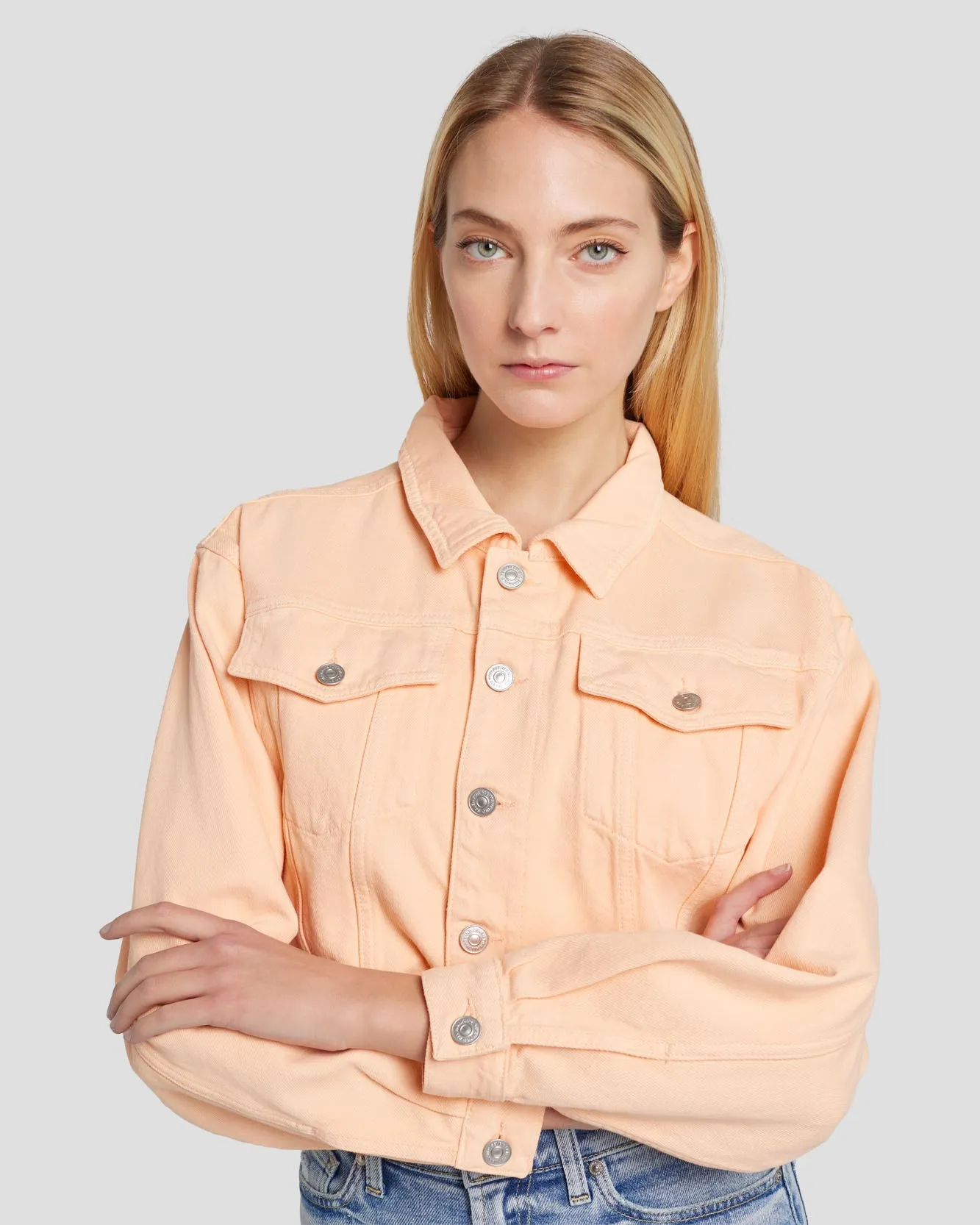 Cropped Trucker Jacket in Prairie Sunset sold by 7 For All Mankind