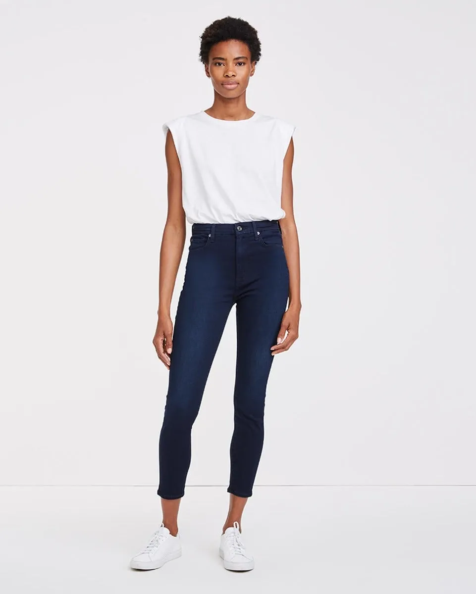 Slim Illusion High Waist Ankle Skinny in Twilight Blue sold by 7 For All Mankind