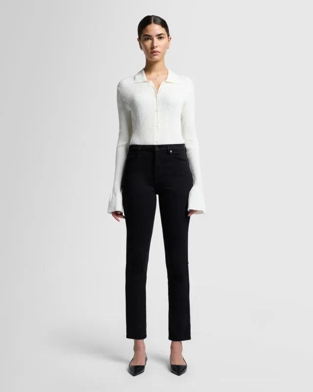 Slim Illusion High Rise Kimmie Straight in Rinsed Black sold by 7 For All Mankind