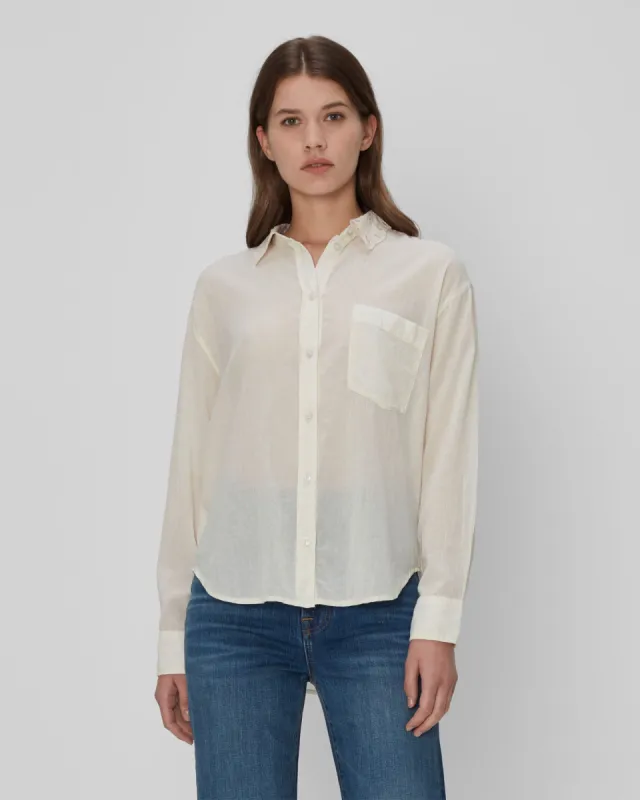 Eyelet Classic Shirt In Ivory sold by 7 For All Mankind