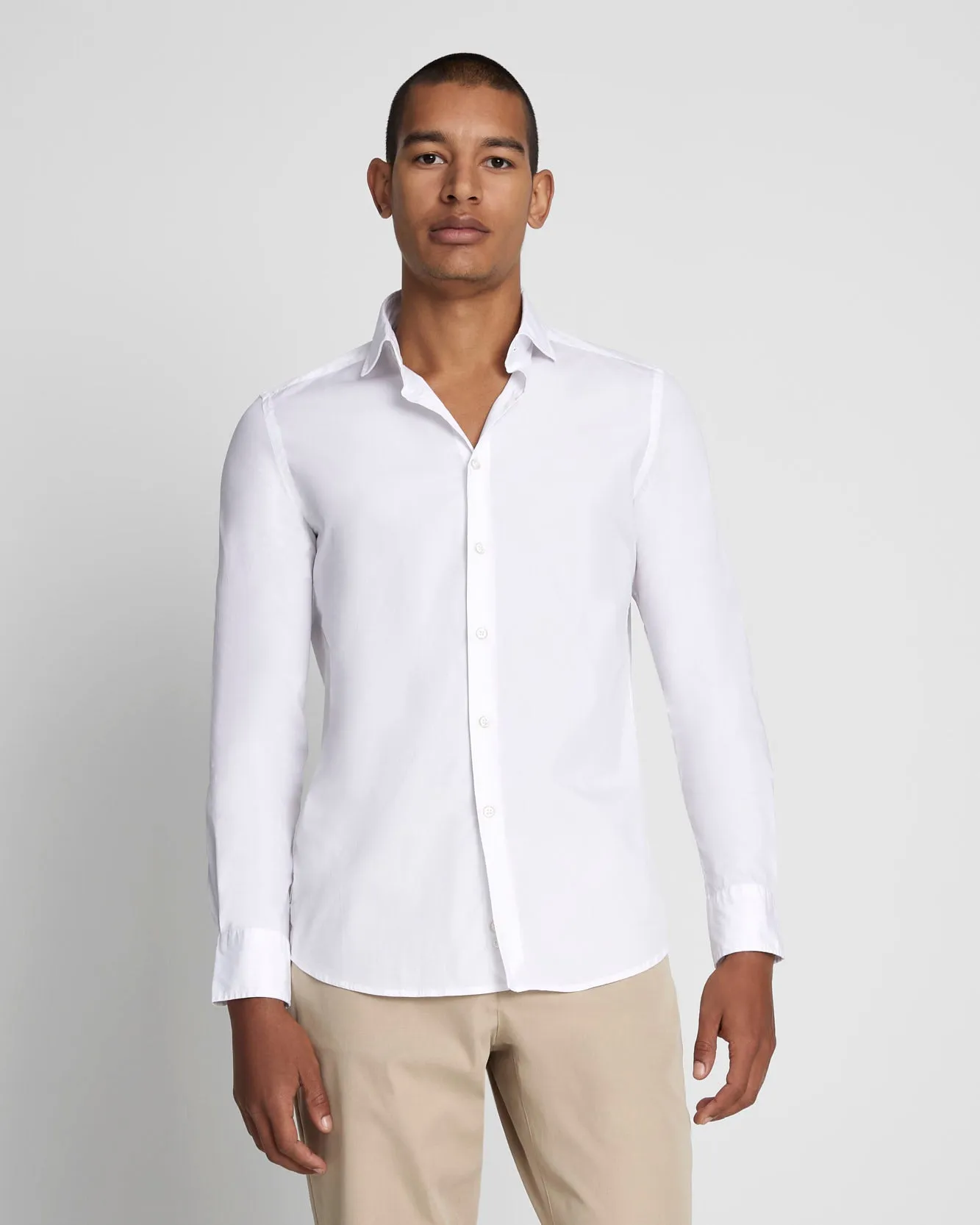 Long Sleeve Poplin Shirt in White sold by 7 For All Mankind