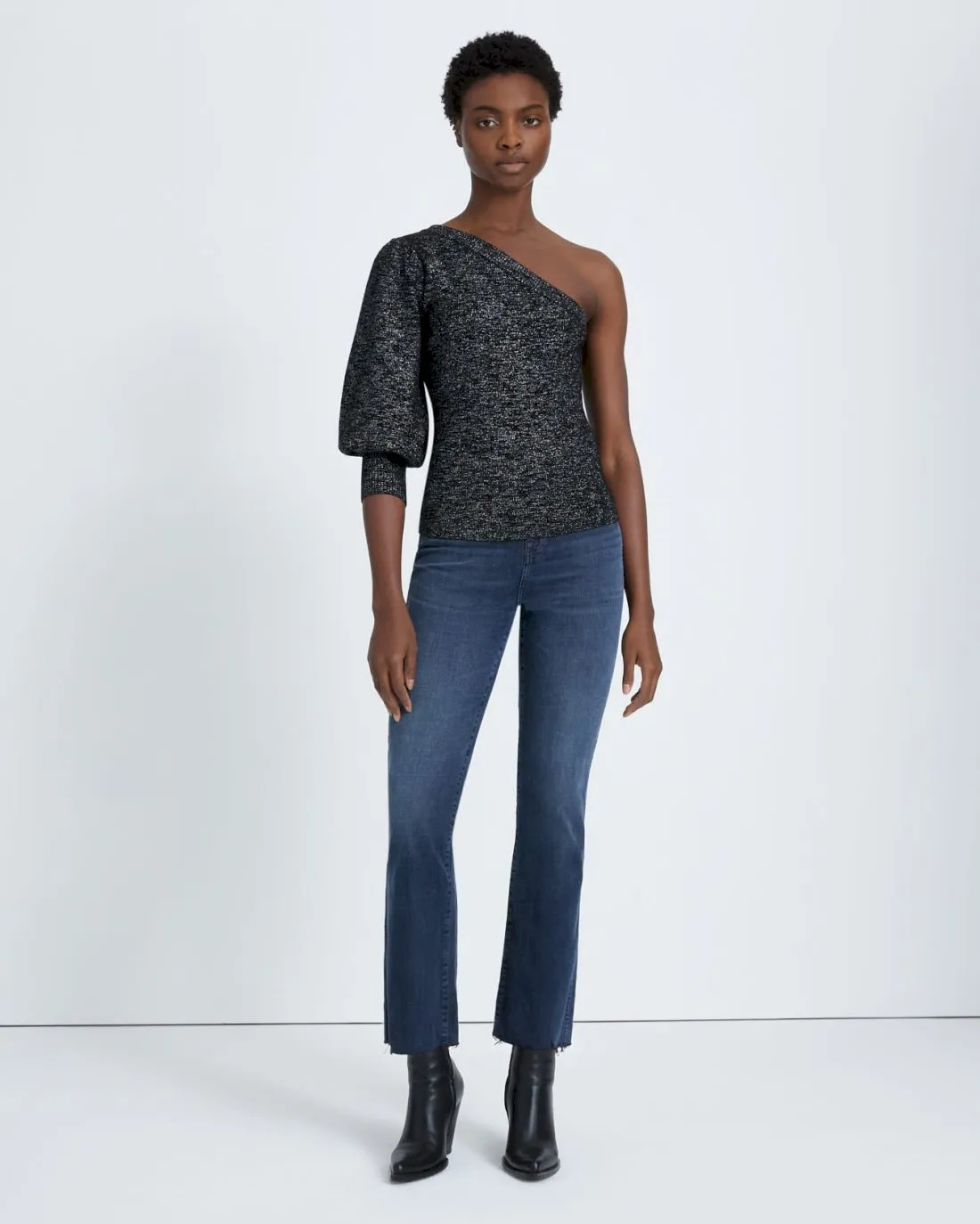 One Shoulder Sweater in Black Metallic sold by 7 For All Mankind product image thumbnail 3