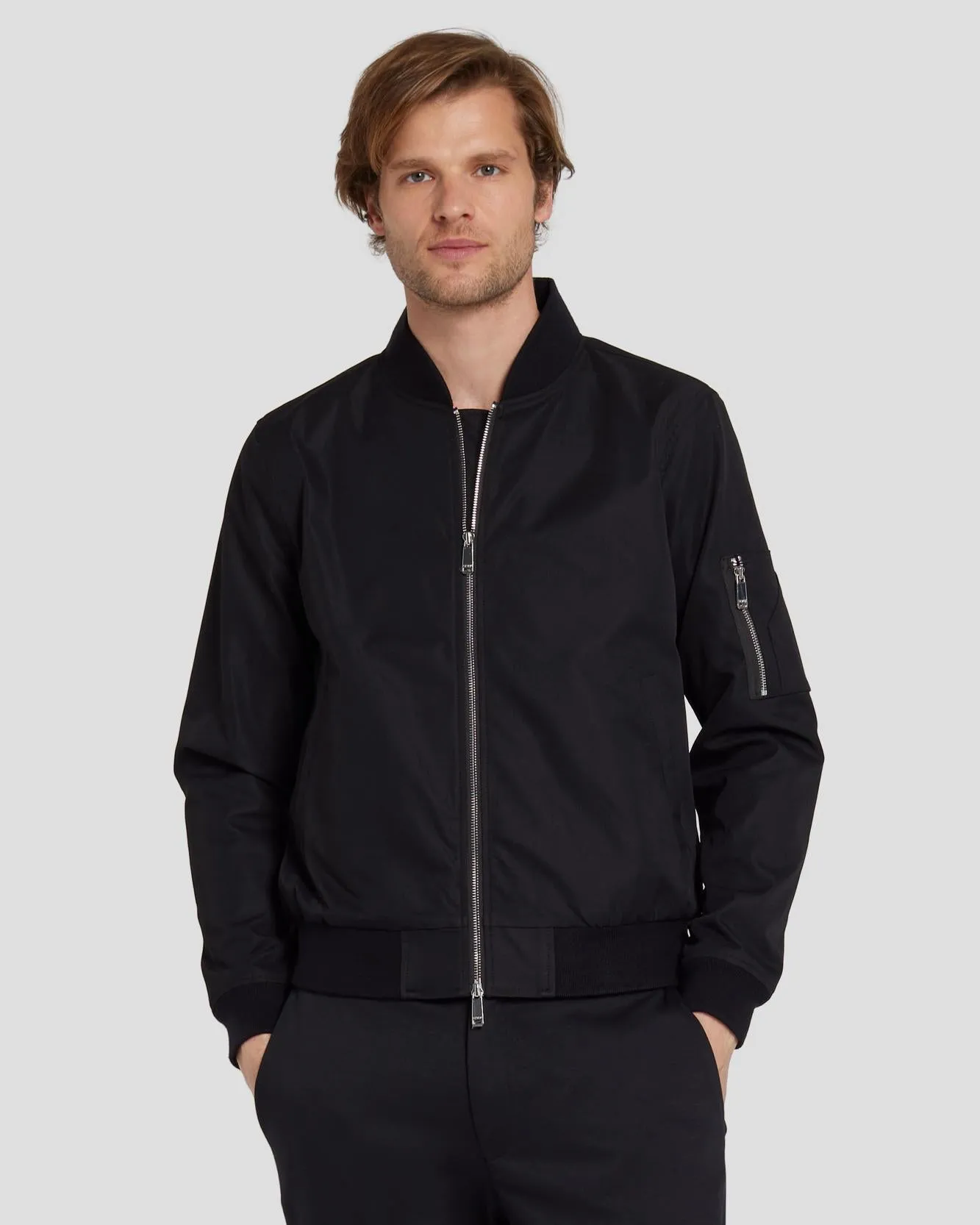 Dynamic Luxe Bomber Jacket in Black sold by 7 For All Mankind