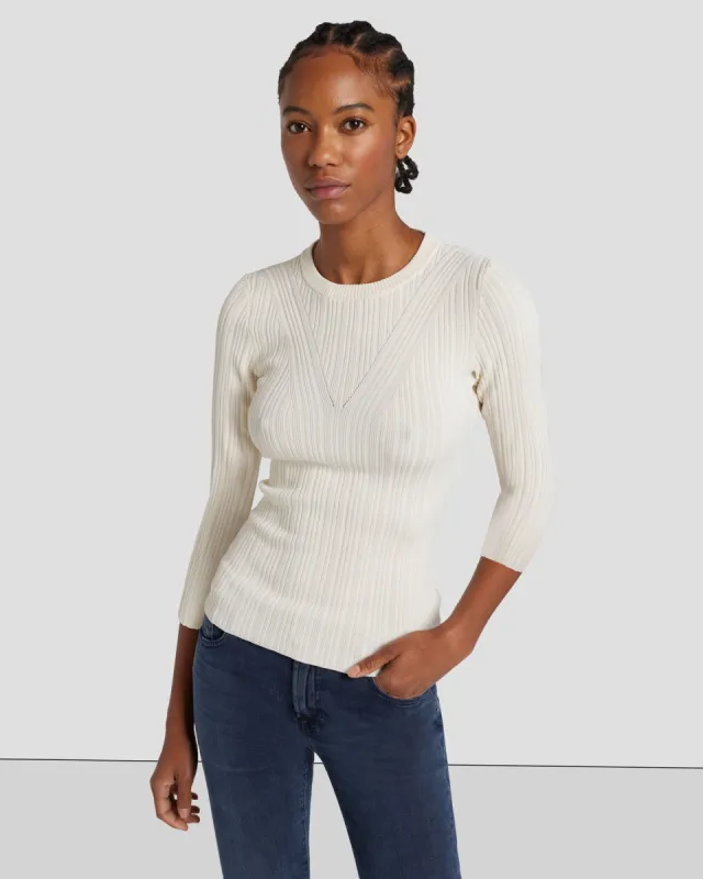 Open Back Knit Top in Cream made by 7 For All Mankind