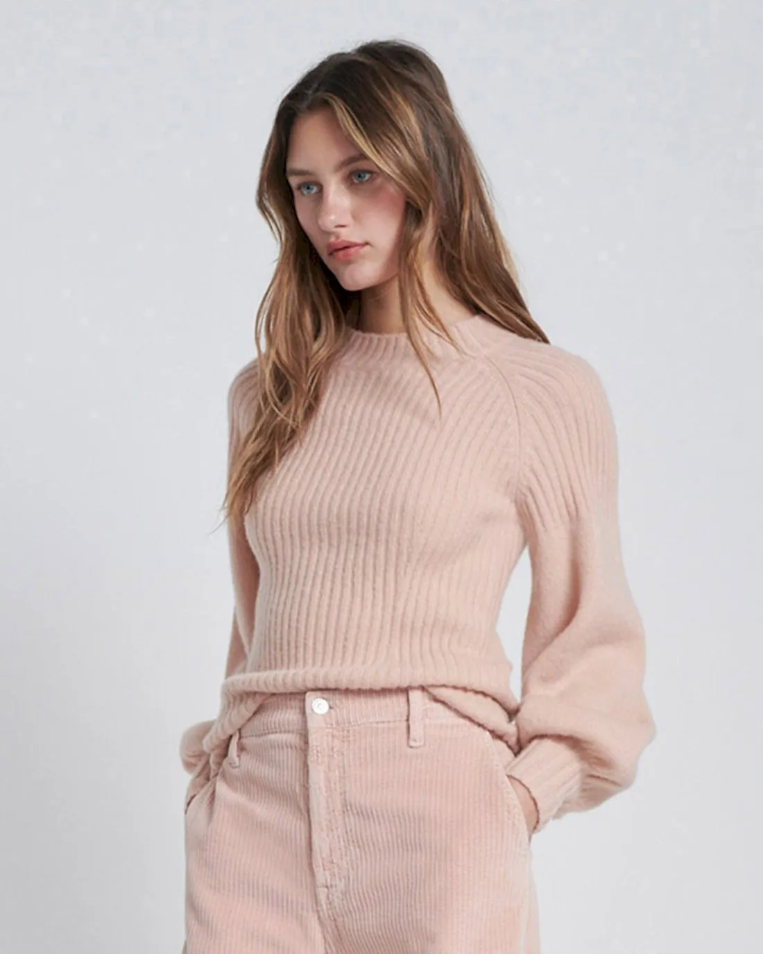 Lantern Sleeve Sweater in Blush sold by 7 For All Mankind