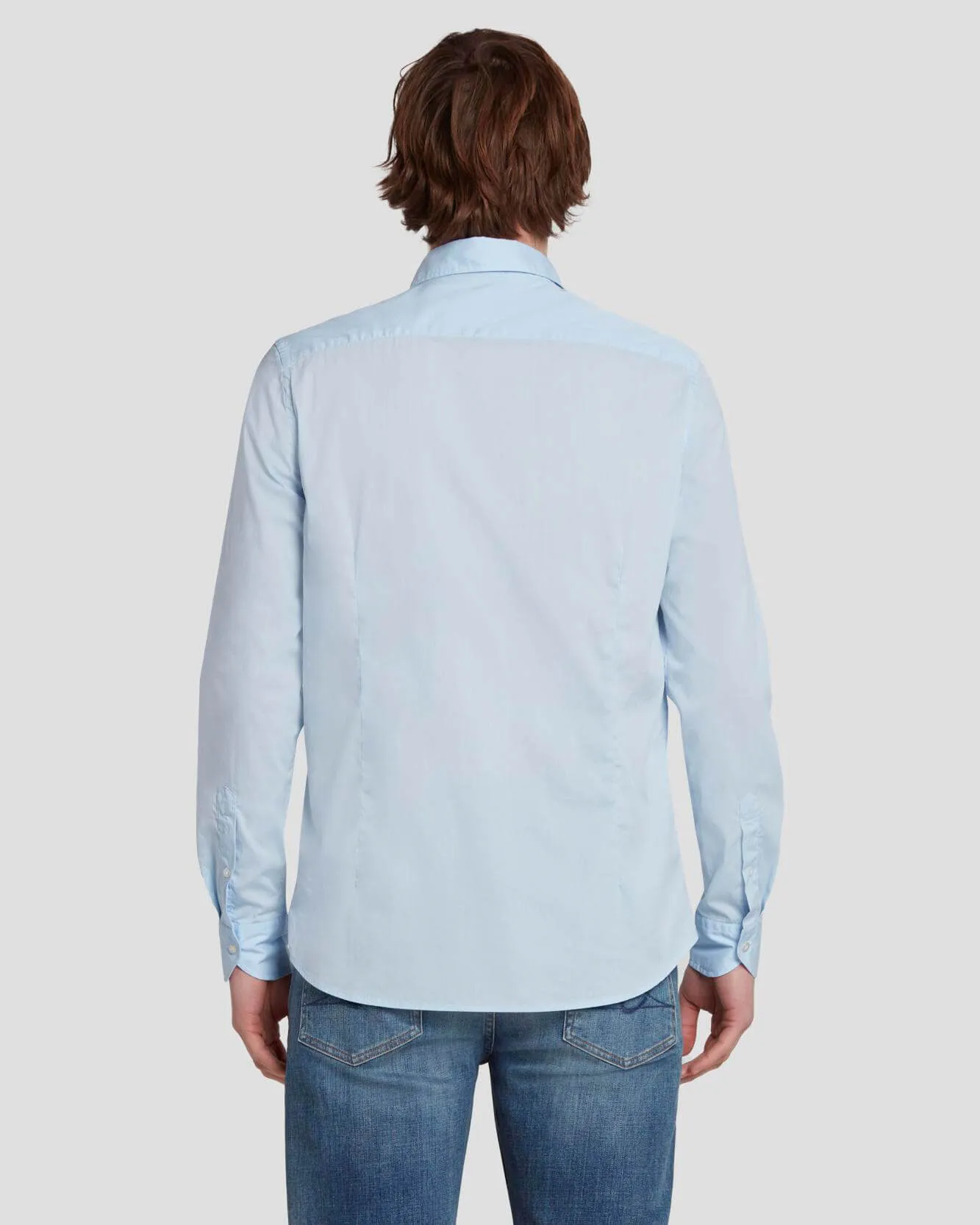 Long Sleeve Poplin Shirt in Light Blue sold by 7 For All Mankind product image thumbnail 4