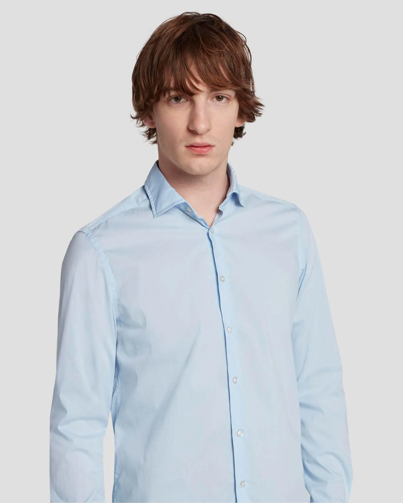 Long Sleeve Poplin Shirt in Light Blue sold by 7 For All Mankind product image thumbnail 2