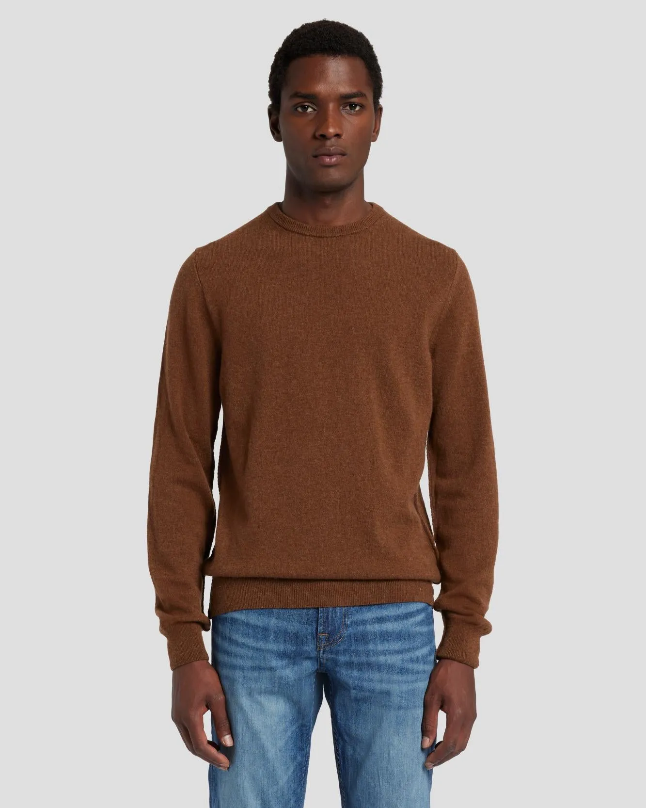 Cashmere Crew Sweater in Dapper Tan sold by 7 For All Mankind