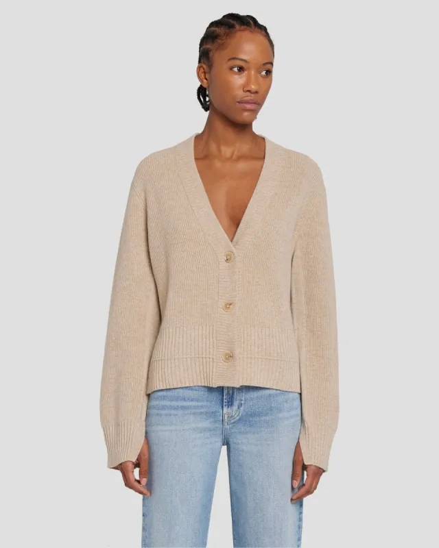 Cashmere Cardigan in Oatmeal sold by 7 For All Mankind