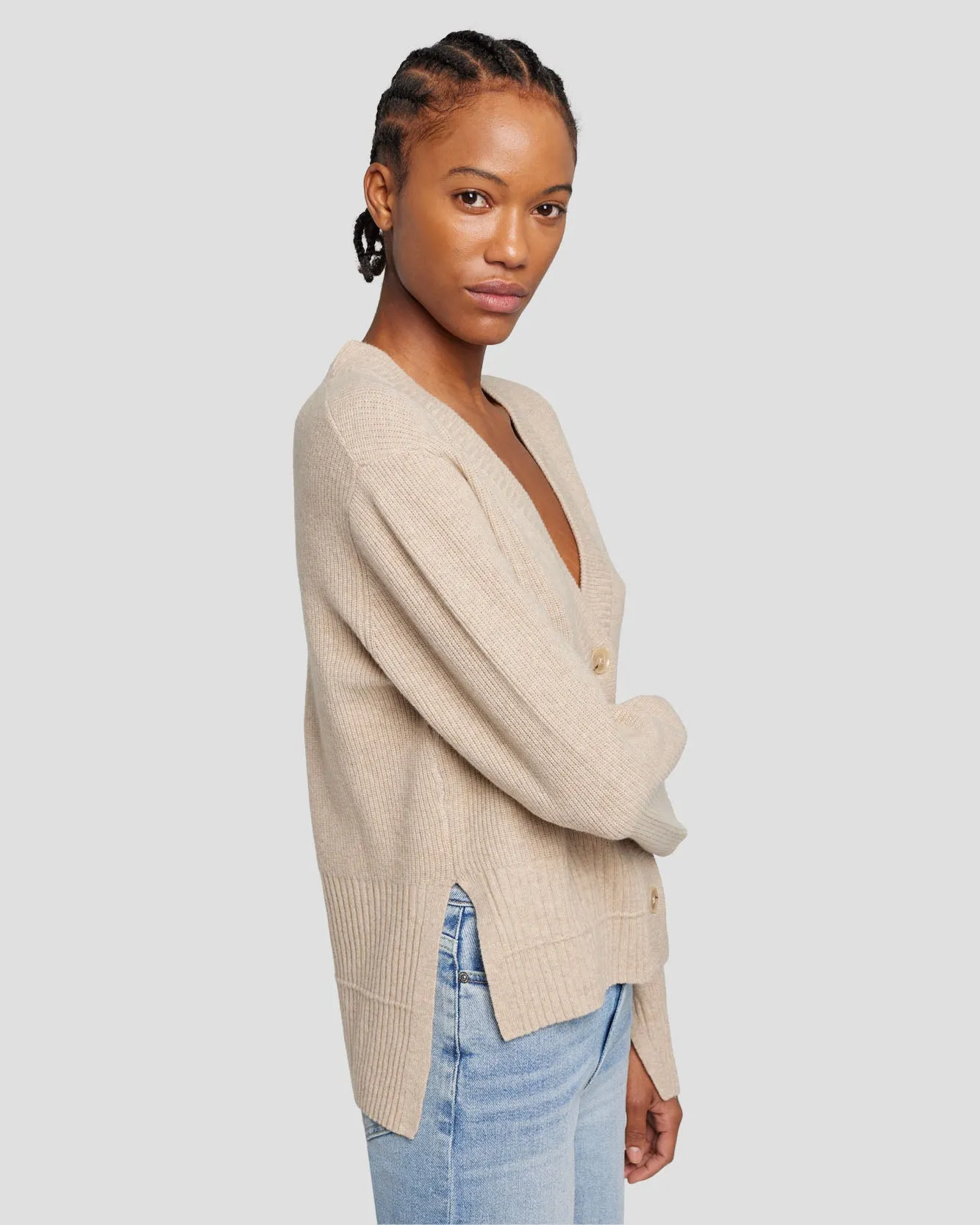 Cashmere Cardigan in Oatmeal sold by 7 For All Mankind product image thumbnail 2