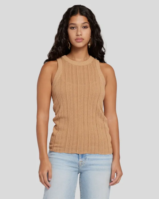 Racer Back Knit Tank in Toffee sold by 7 For All Mankind