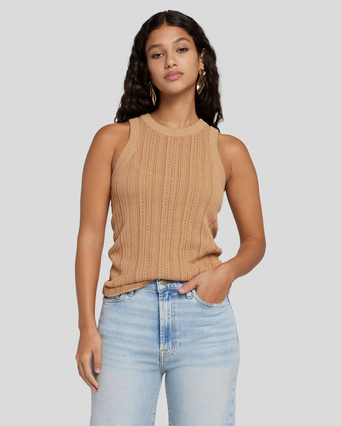Racer Back Knit Tank in Toffee sold by 7 For All Mankind product image thumbnail 2