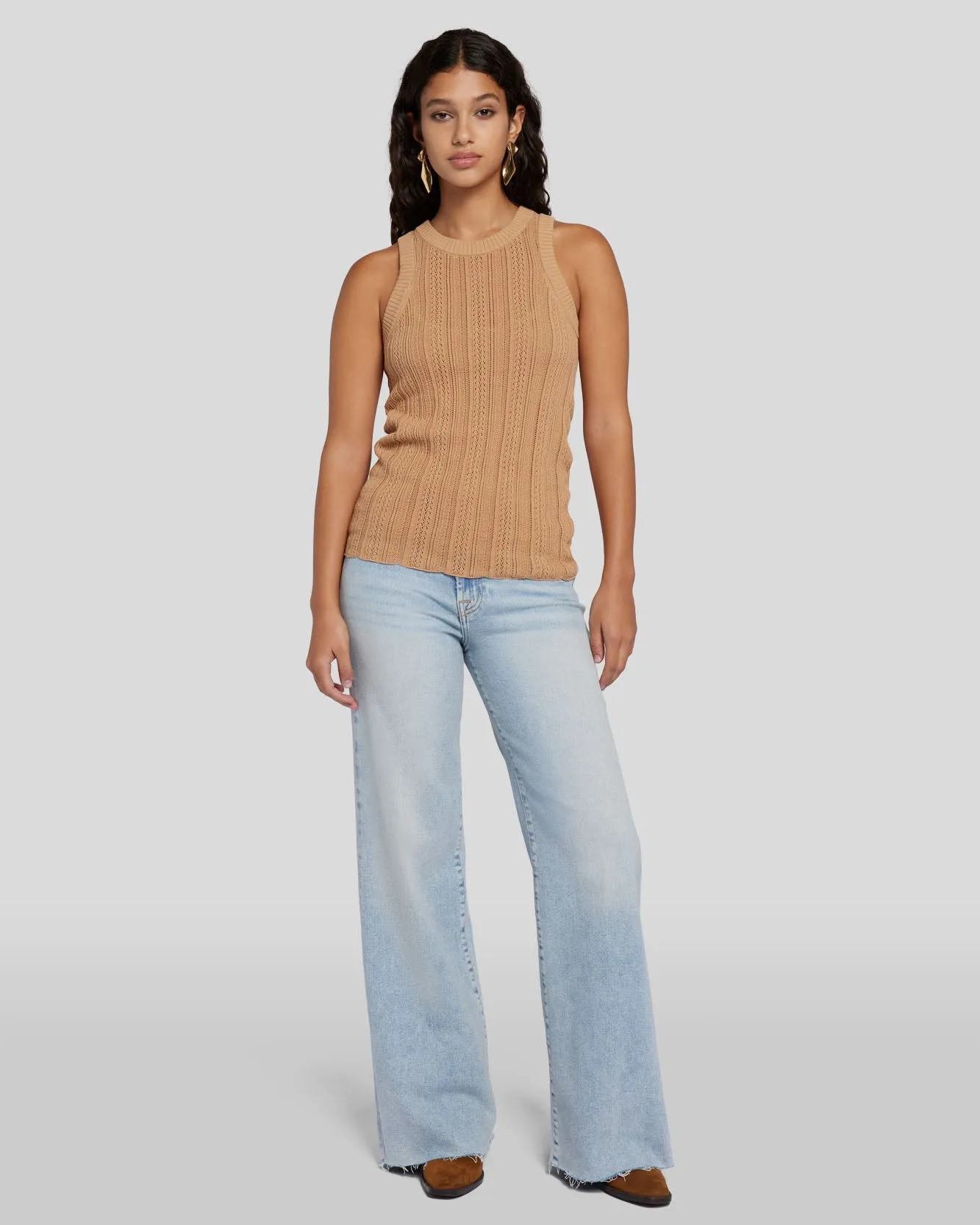 Racer Back Knit Tank in Toffee sold by 7 For All Mankind product image thumbnail 3