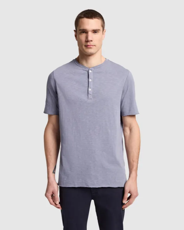 Short Sleeve Slub Henley in Poolside made by 7 For All Mankind