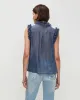 Sleeveless Lurex Stripe Ruffle Collar Shirt In Denim Blue sold by 7 For All Mankind