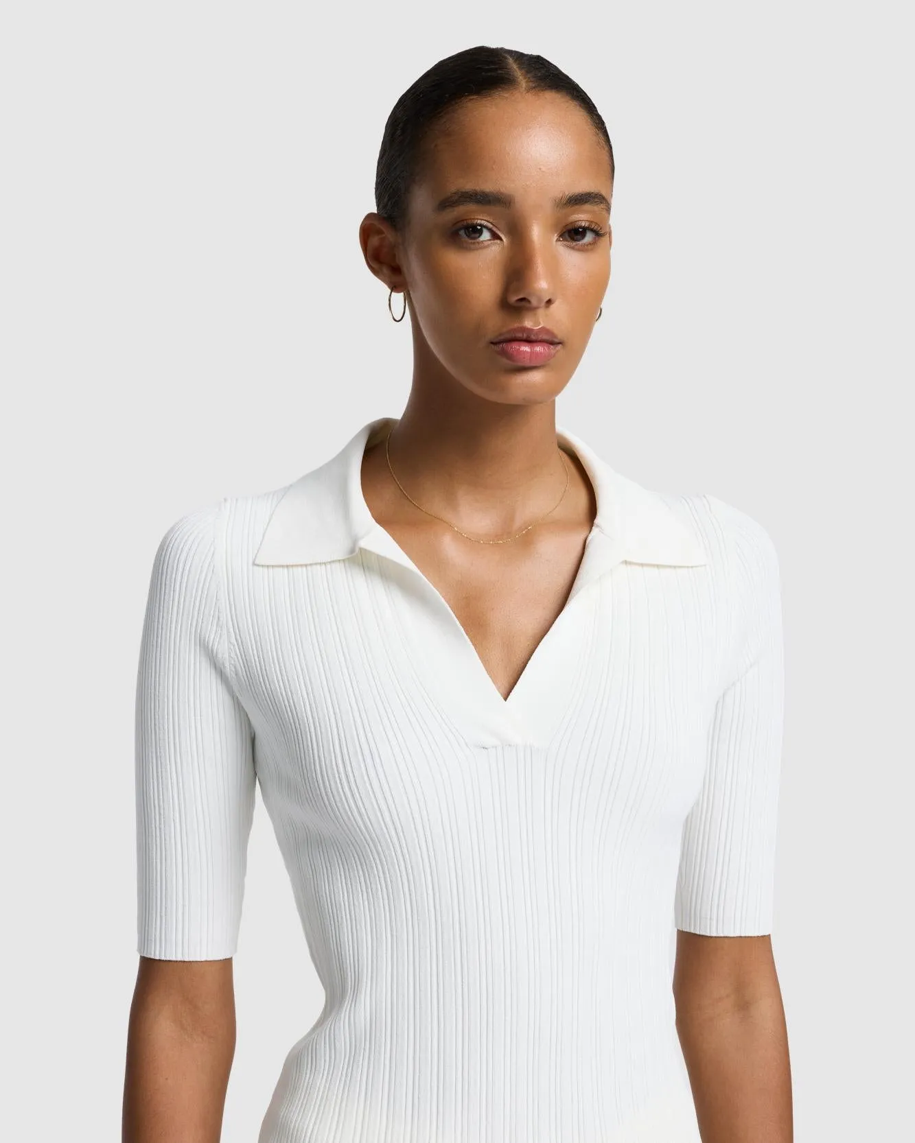 Ribbed Henley Sweater in Off White sold by 7 For All Mankind product image thumbnail 3
