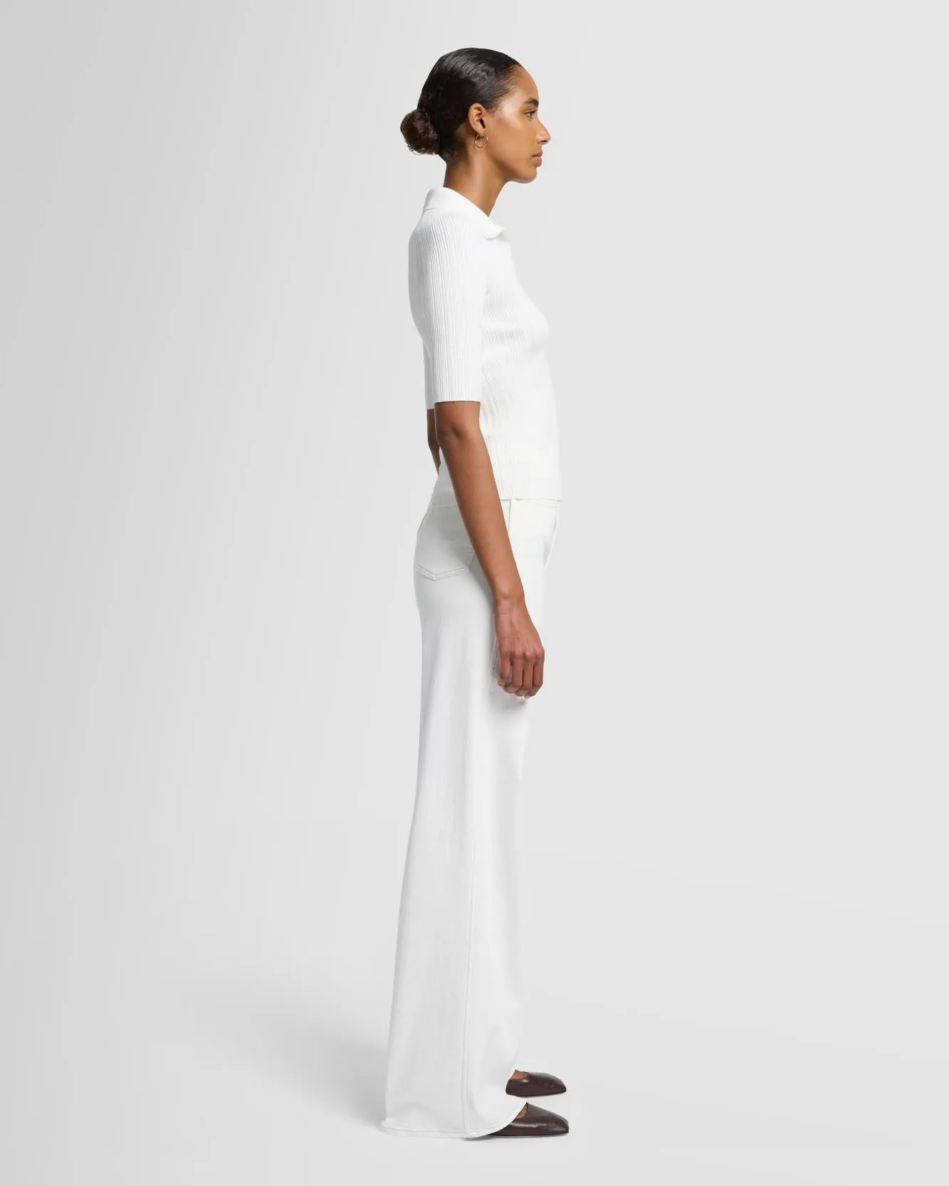 Ribbed Henley Sweater in Off White sold by 7 For All Mankind product image thumbnail 5