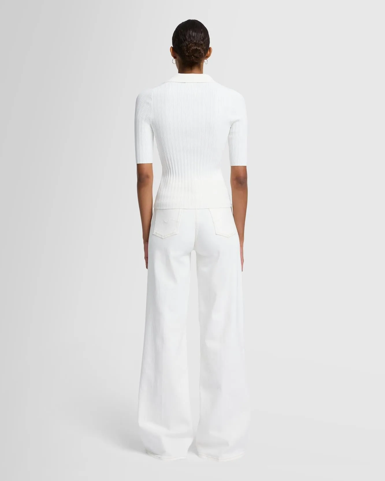 Ribbed Henley Sweater in Off White sold by 7 For All Mankind product image thumbnail 4