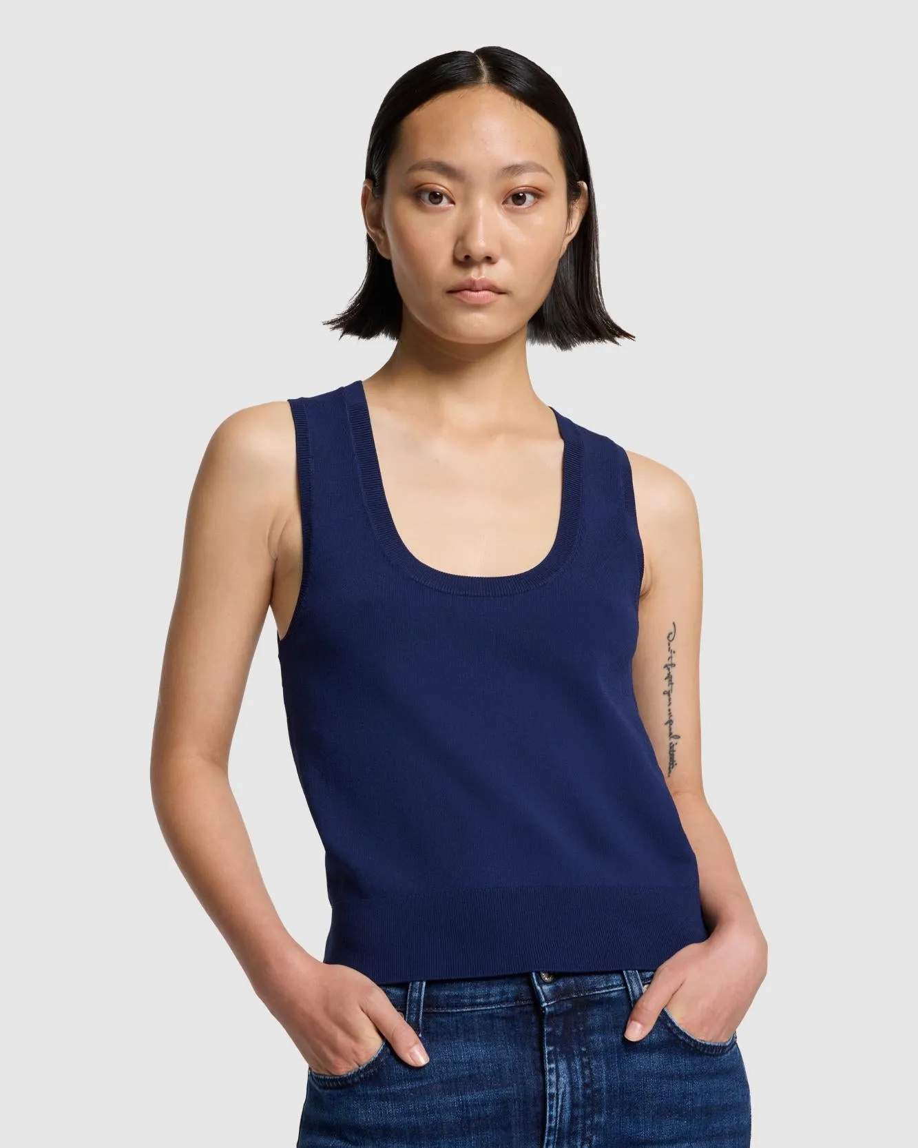 Ribbed Scoop Neck Top In Inkwell sold by 7 For All Mankind product image thumbnail 3