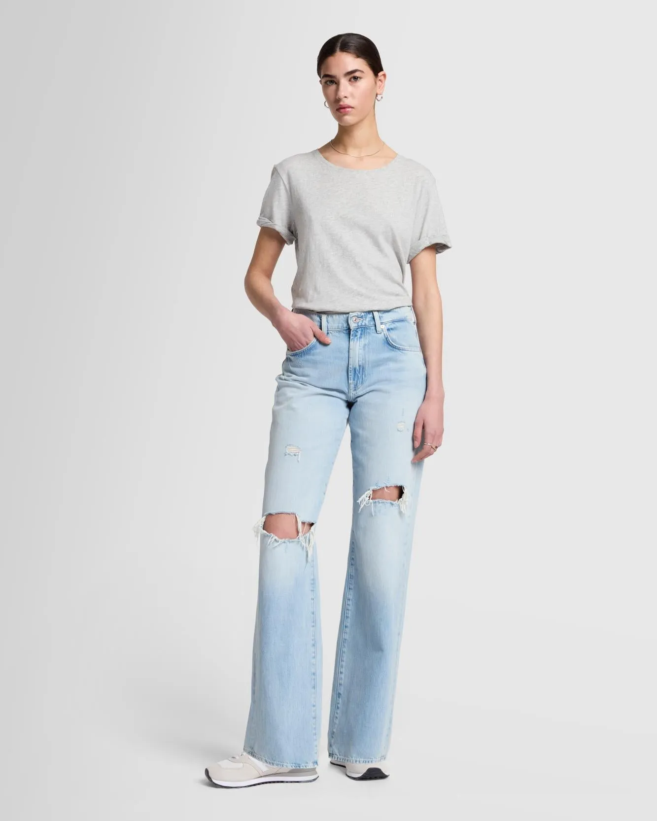 Linen Blend Tee in Grey Melange sold by 7 For All Mankind product image thumbnail 3