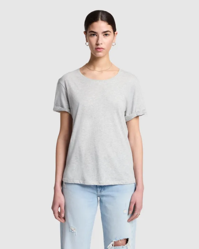 Linen Blend Tee in Grey Melange sold by 7 For All Mankind