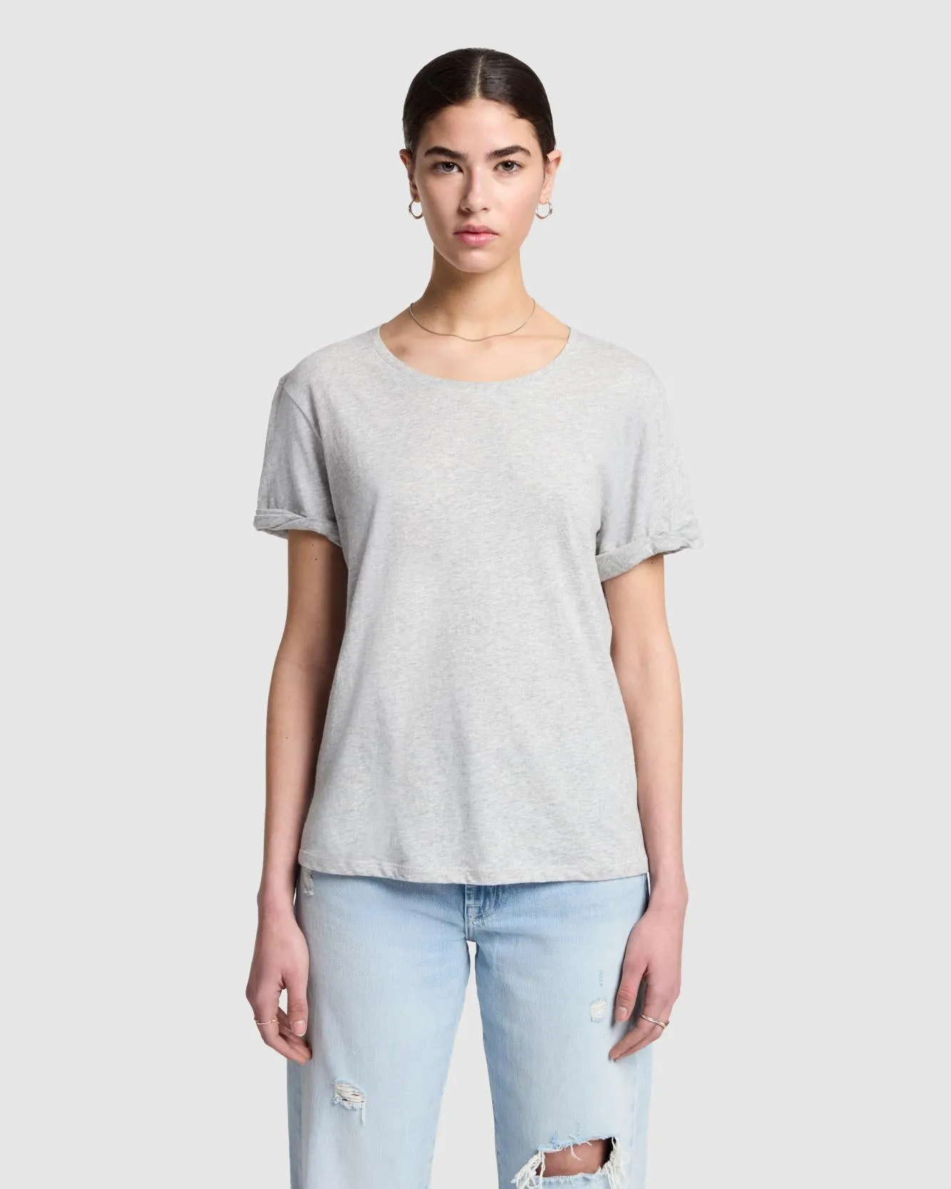 Linen Blend Tee in Grey Melange sold by 7 For All Mankind
