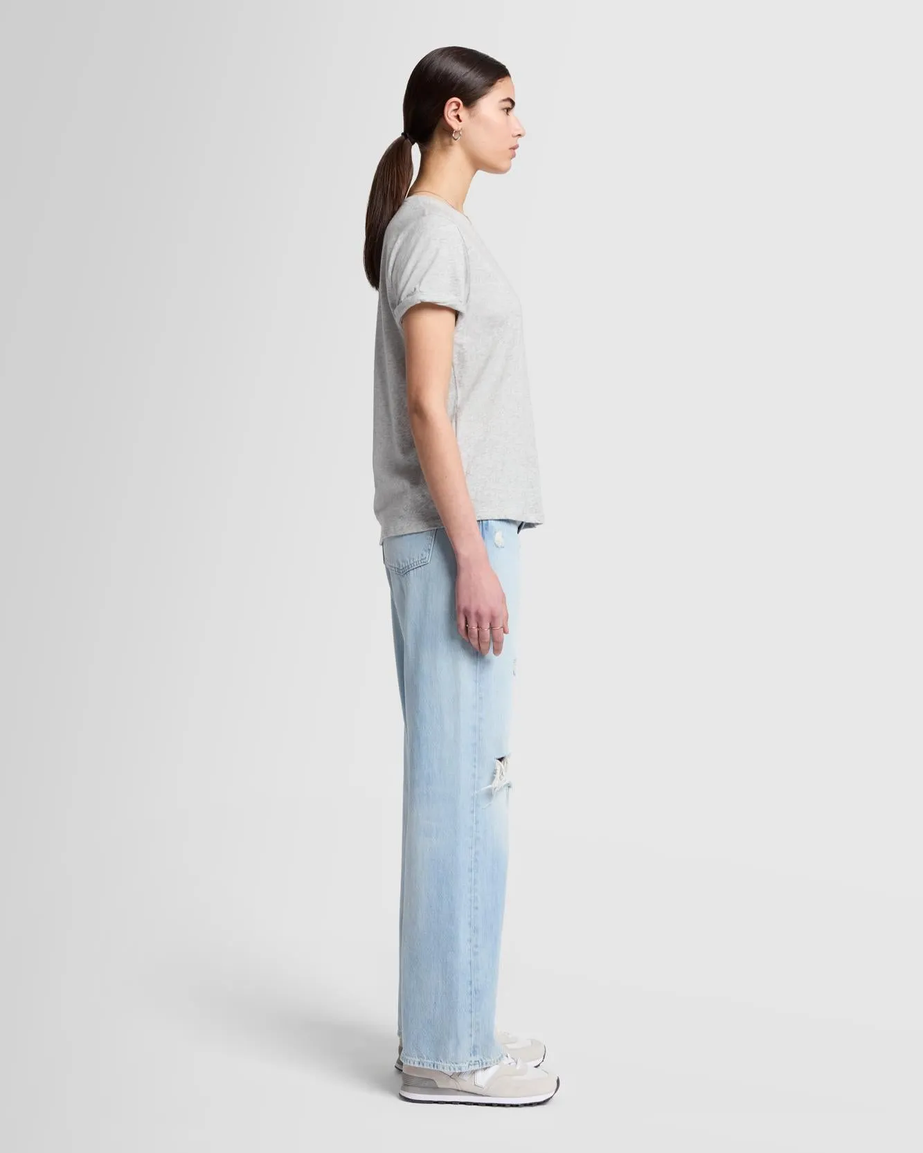 Linen Blend Tee in Grey Melange sold by 7 For All Mankind product image thumbnail 5