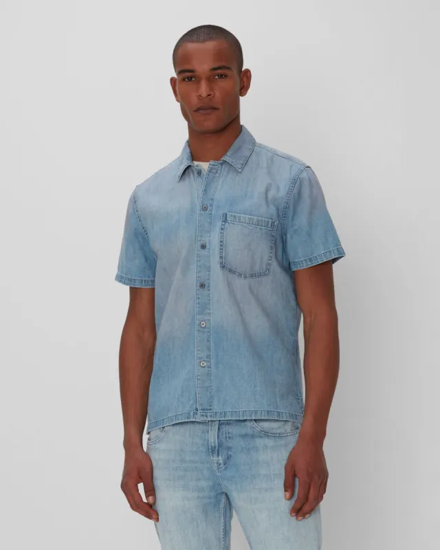 Short Sleeve Camp Collar Denim Shirt In Midpines sold by 7 For All Mankind