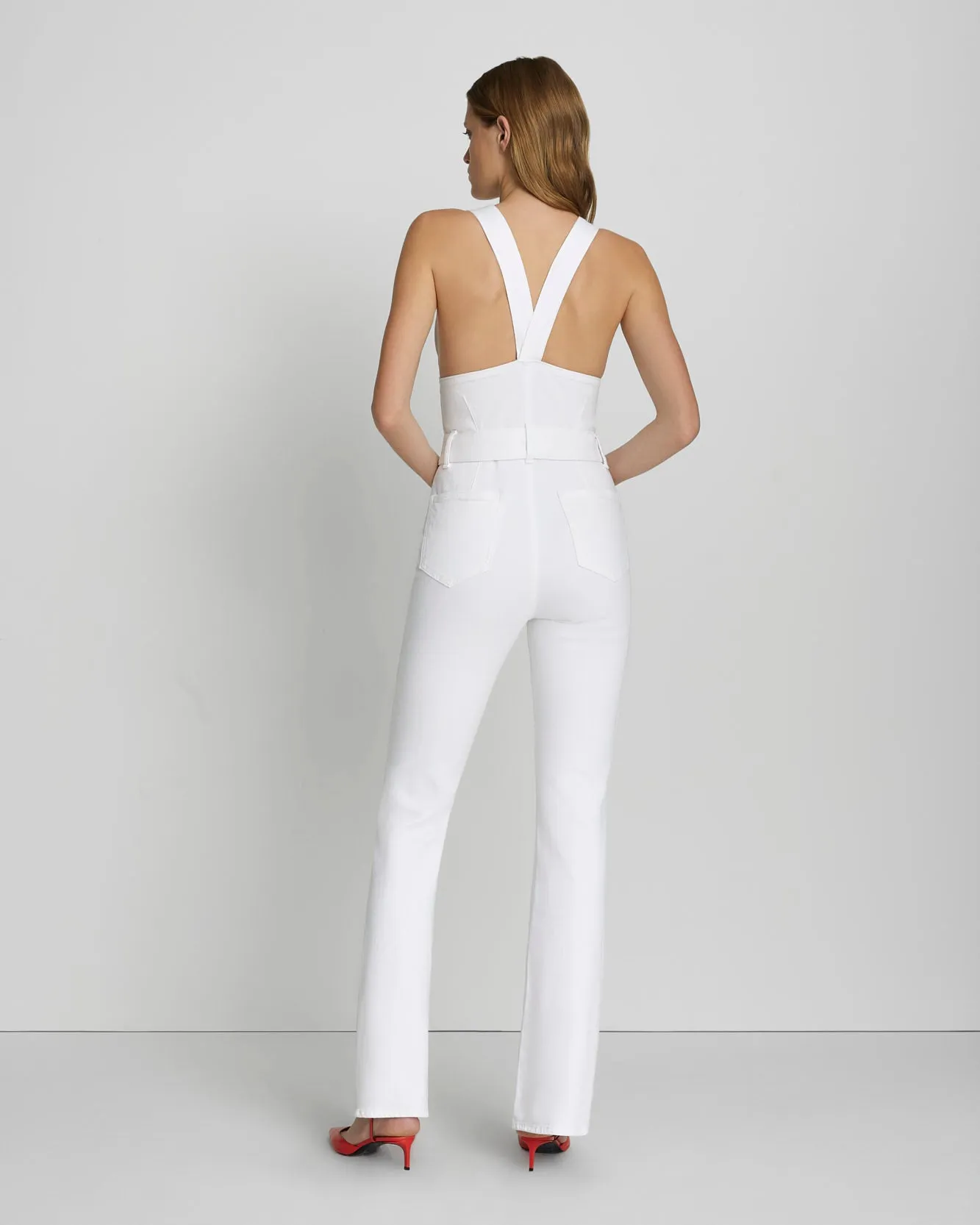 Front Zip Flare Jumpsuit in Brilliant White sold by 7 For All Mankind product image thumbnail 4