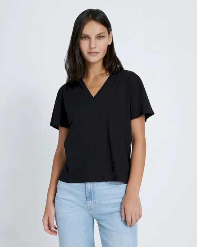 V-Neck Tee in Black sold by 7 For All Mankind