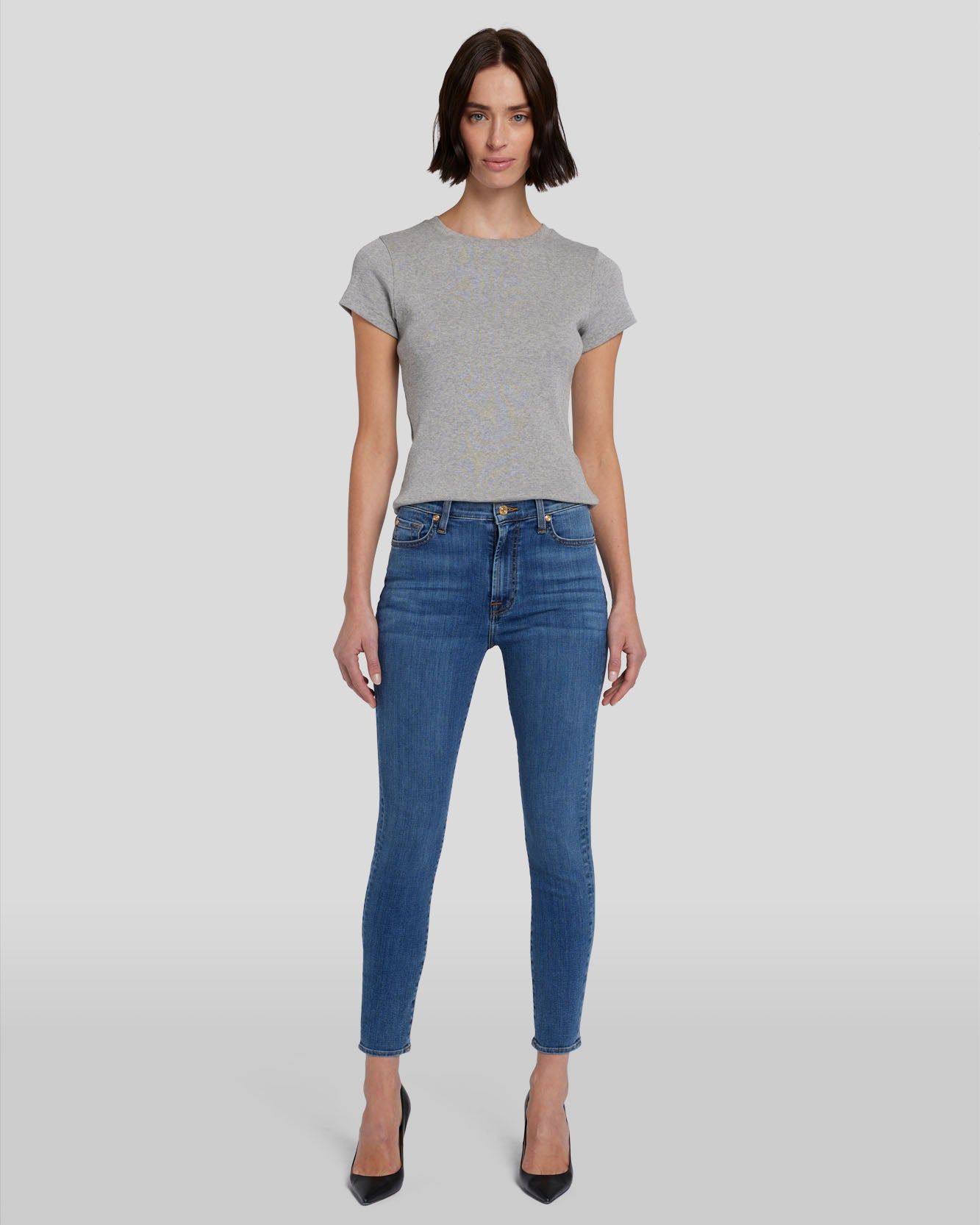 High Waist Ankle Skinny in Meisa sold by 7 For All Mankind