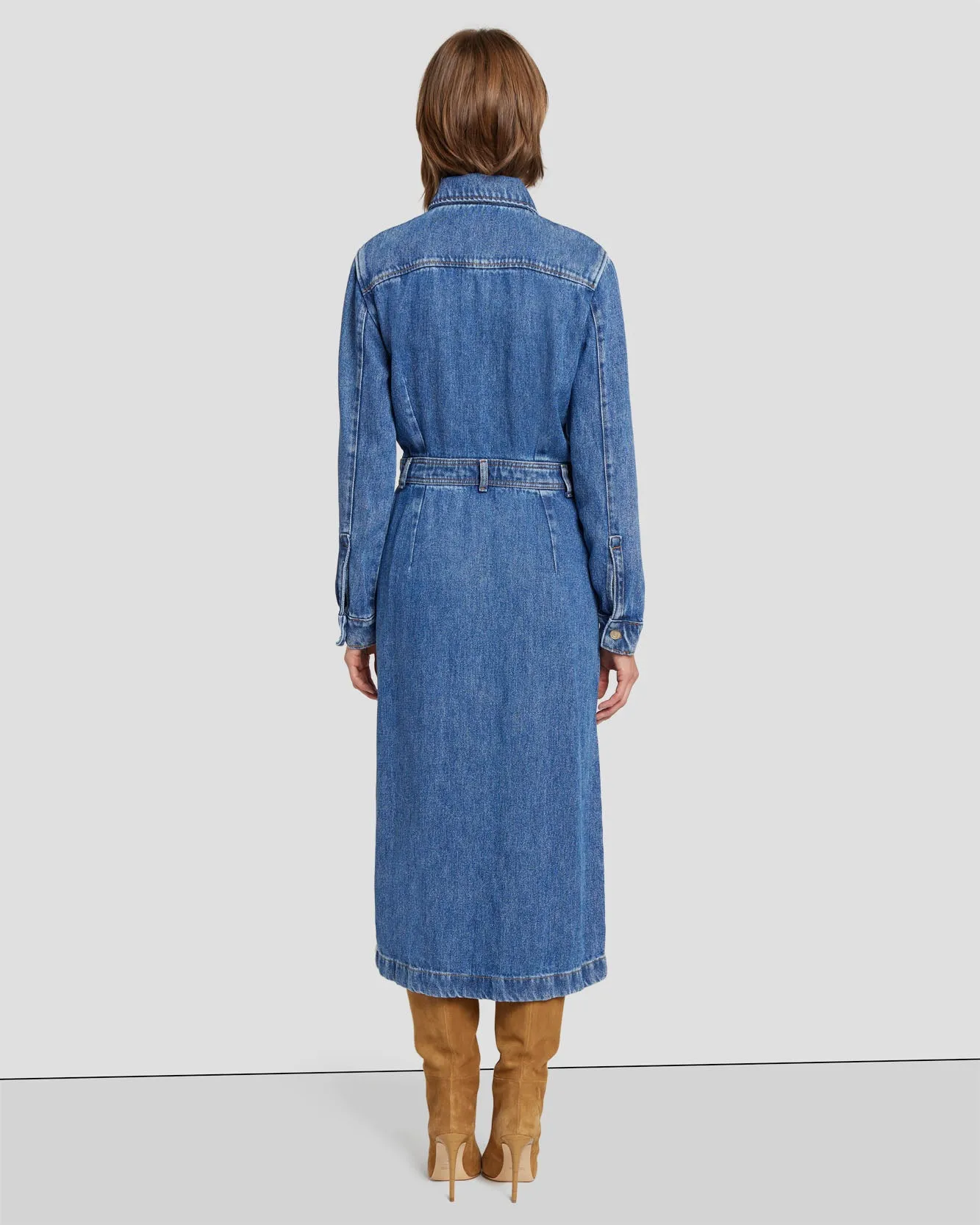 Denim Lustre Luxe Dress in Daylily sold by 7 For All Mankind product image thumbnail 4