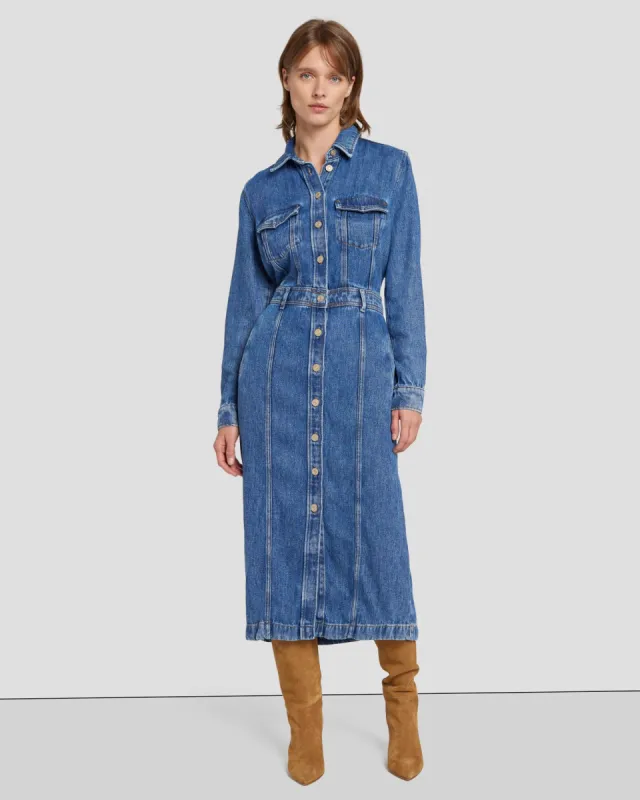 Denim Lustre Luxe Dress in Daylily sold by 7 For All Mankind