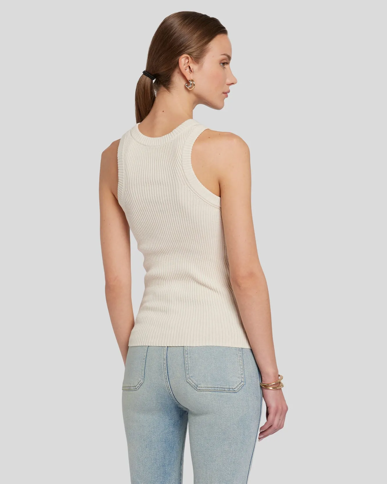 Racer Back Knit Tank in Bone sold by 7 For All Mankind product image thumbnail 4